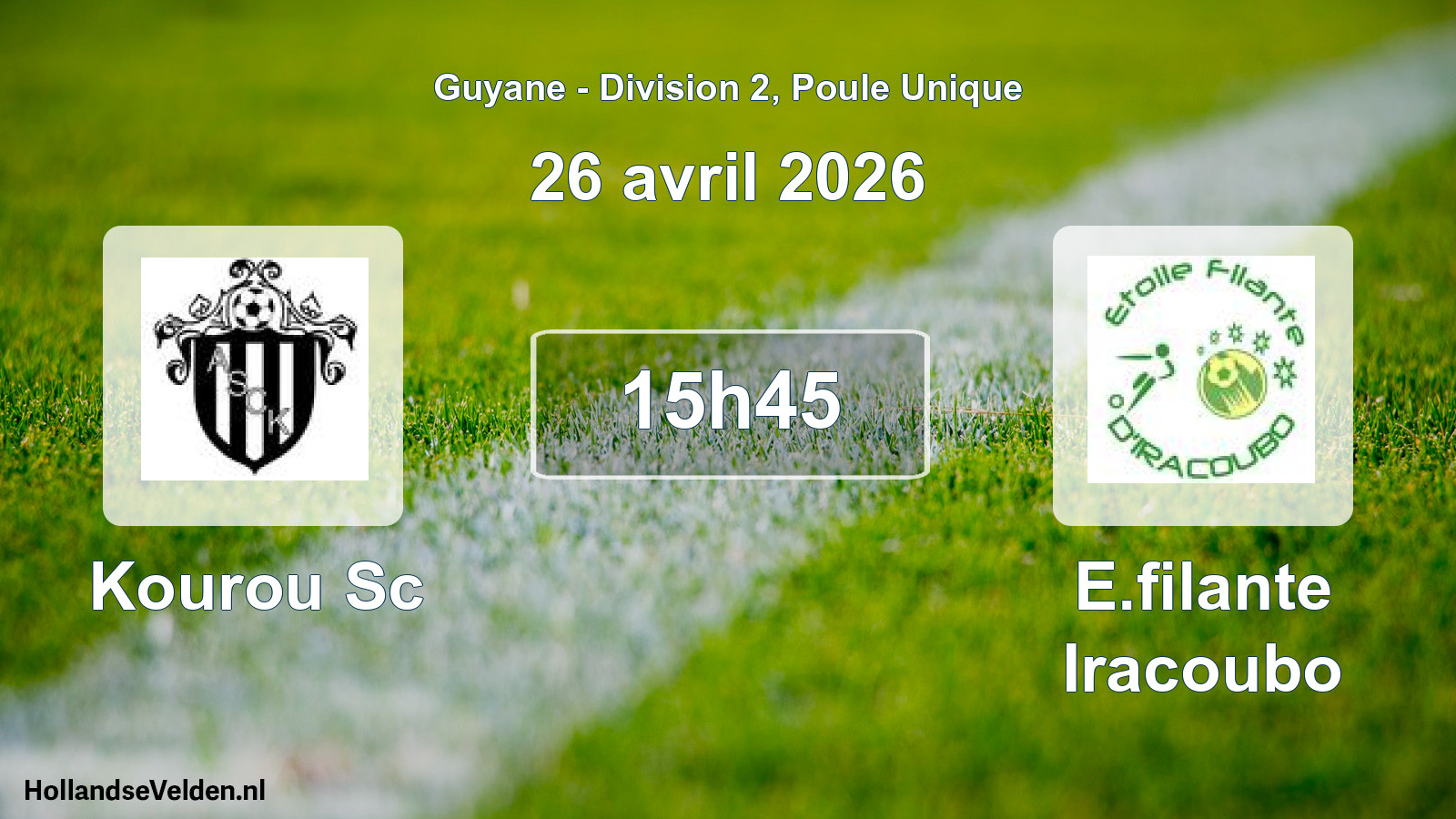 Match programmé: Kourou Sc - E.filante Iracoubo (26 avril 2026)
