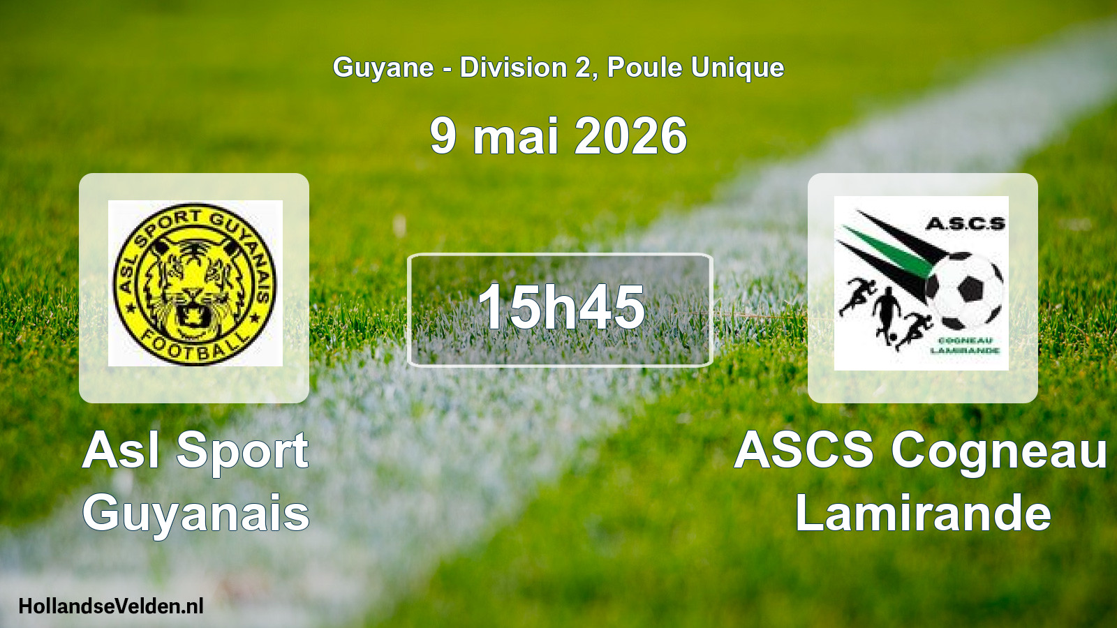 Match programmé: Asl Sport Guyanais - ASCS Cogneau Lamirande (9 mai 2026)