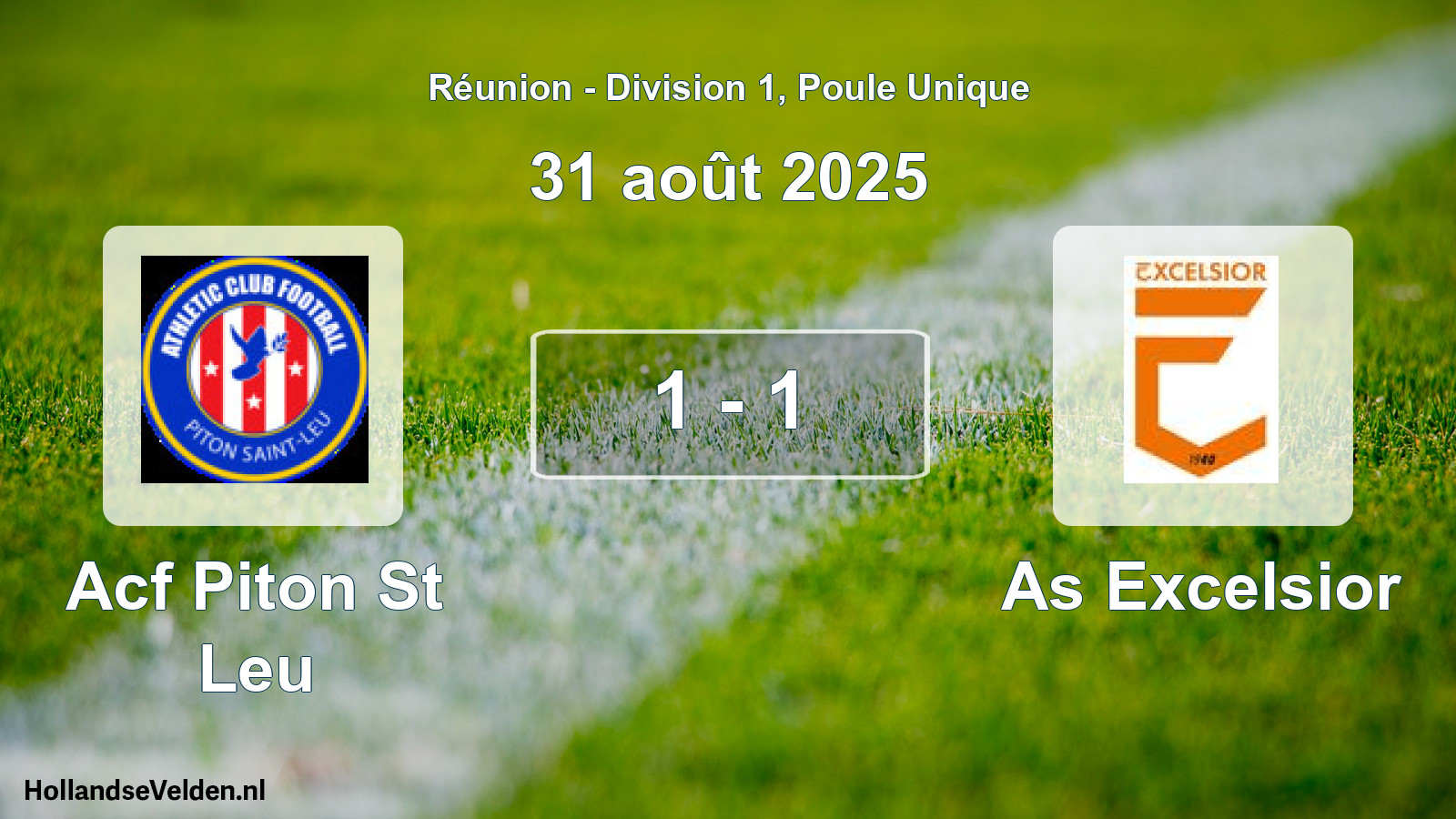 Gespeelde wedstrijd: Acf Piton St Leu - As Excelsior 1 - 1 (31 augustus 2025)