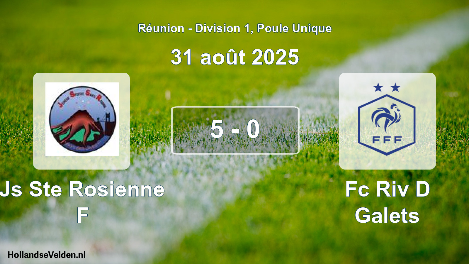 Match joué: Js Ste Rosienne F - Fc Riv D Galets 5 - 0 (31 août 2025)