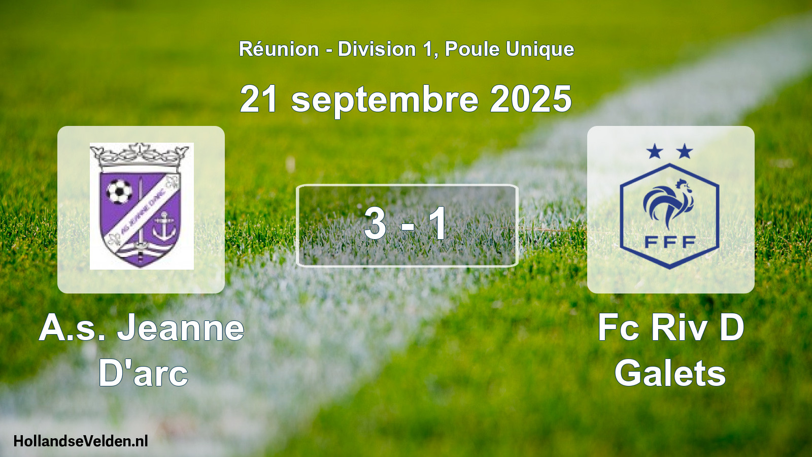 Match joué: A.s. Jeanne D'arc - Fc Riv D Galets 3 - 1 (21 septembre 2025)