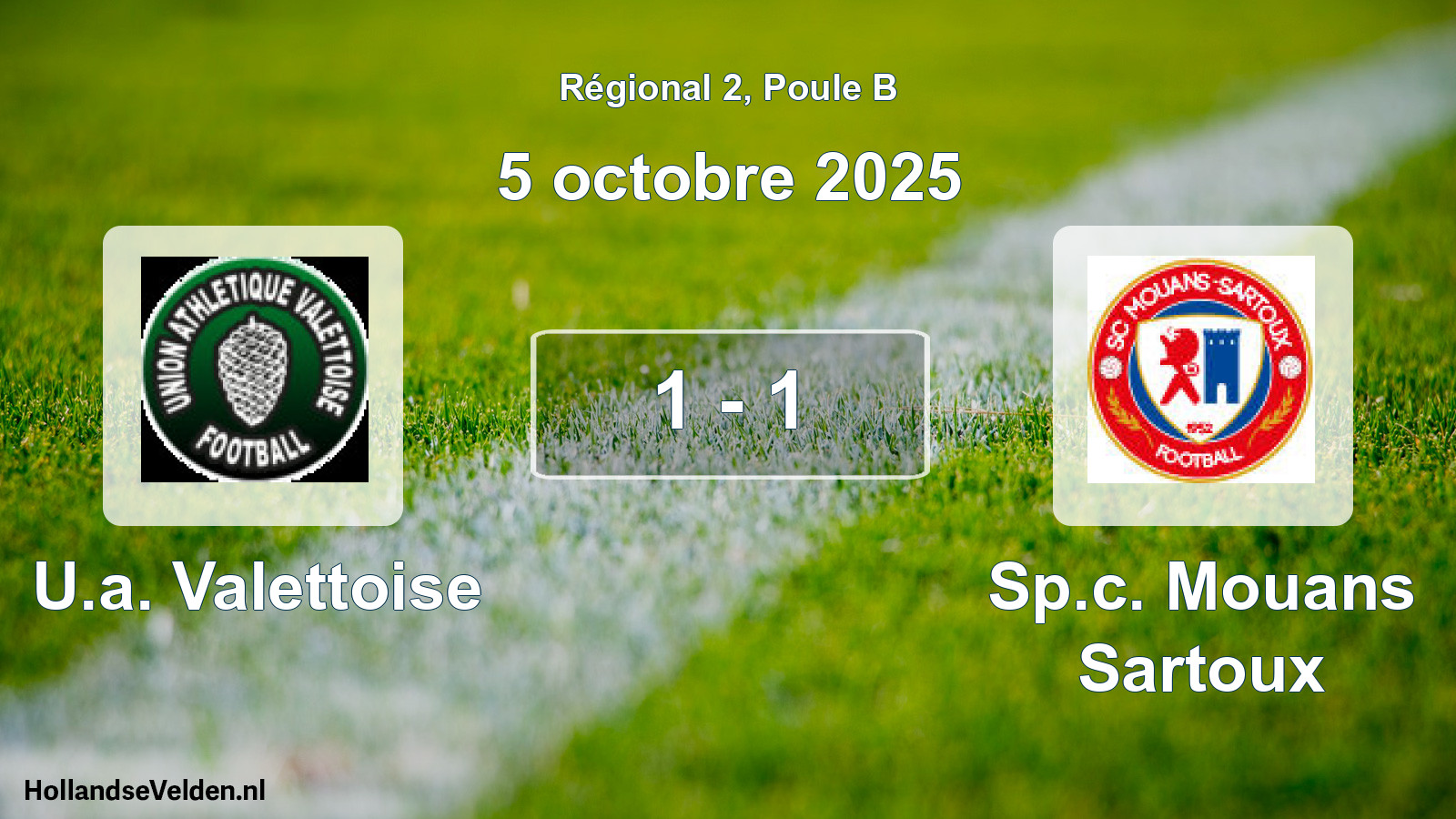 Gespeelde wedstrijd: U.a. Valettoise - Sp.c. Mouans Sartoux 1 - 1 (5 octobre 2025)