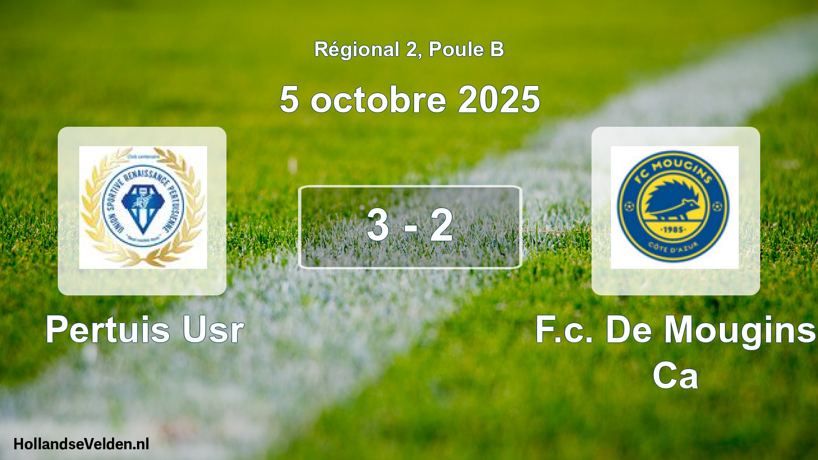 Gespeelde wedstrijd: Pertuis Usr - F.c. De Mougins Ca 3 - 2 (5 octobre 2025)
