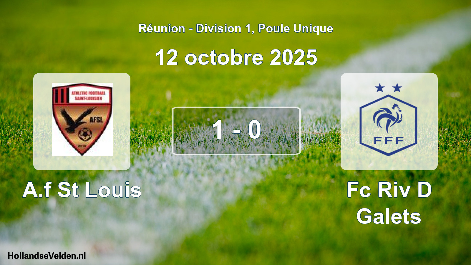 Match joué: A.f St Louis - Fc Riv D Galets 1 - 0 (12 octobre 2025)