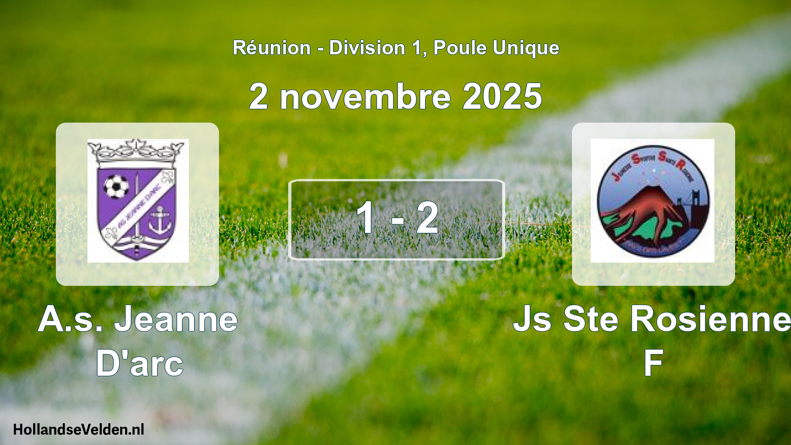 Total number of matches played: A.s. Jeanne D'arc - Js Ste Rosienne F 1 - 2 (2 November 2025)