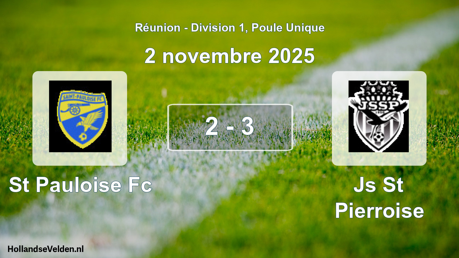 Gespeelde wedstrijd: St Pauloise Fc - Js St Pierroise 2 - 3 (2 november 2025)