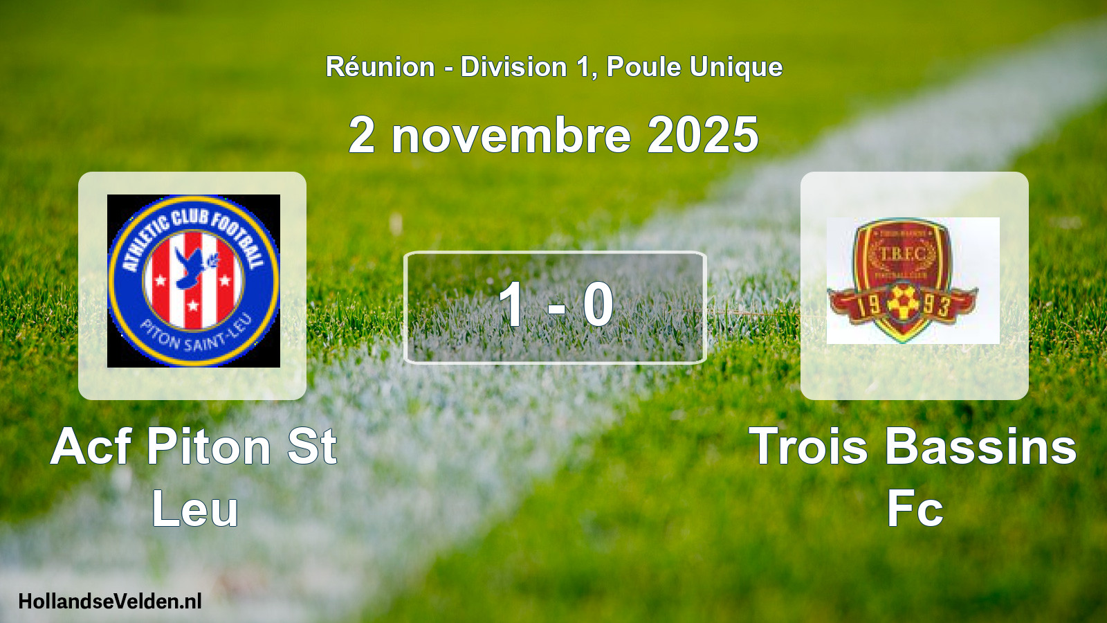 Gespeelde wedstrijd: Acf Piton St Leu - Trois Bassins Fc 1 - 0 (2 november 2025)