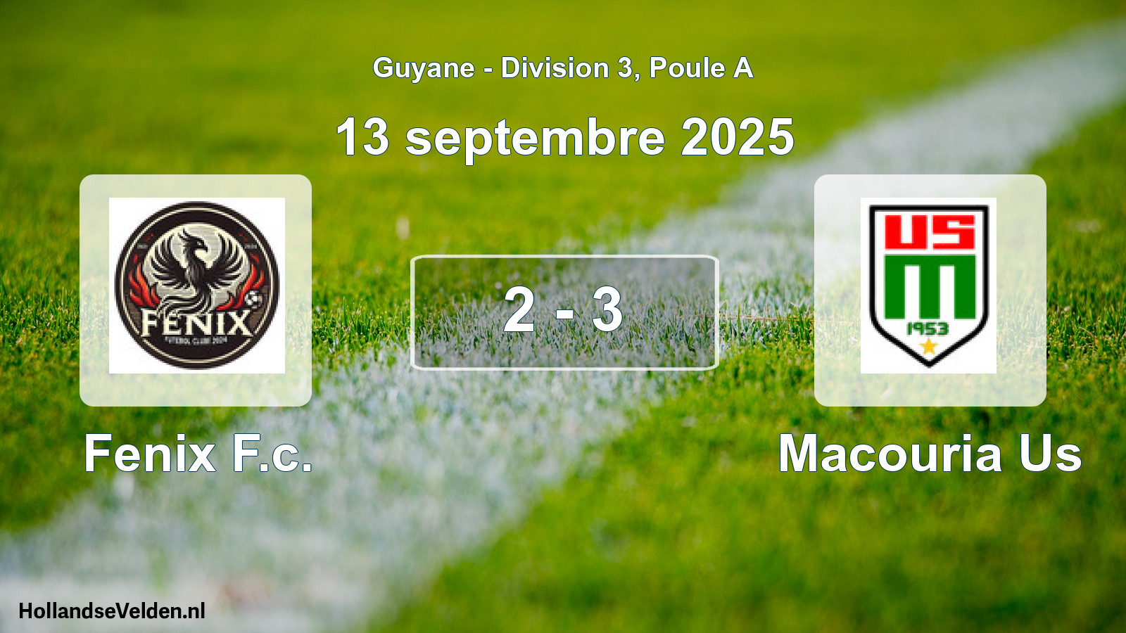 Gespeelde wedstrijd: Fenix F.c. - Macouria Us 2 - 3 (13 september 2025)