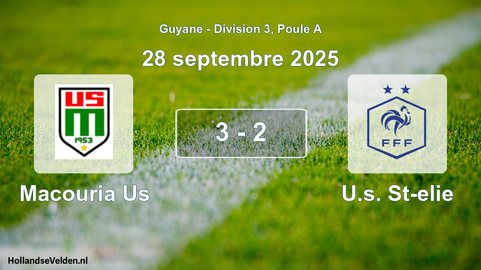 Total number of matches played: Macouria Us - U.s. St-elie 3 - 2 (28 September 2025)