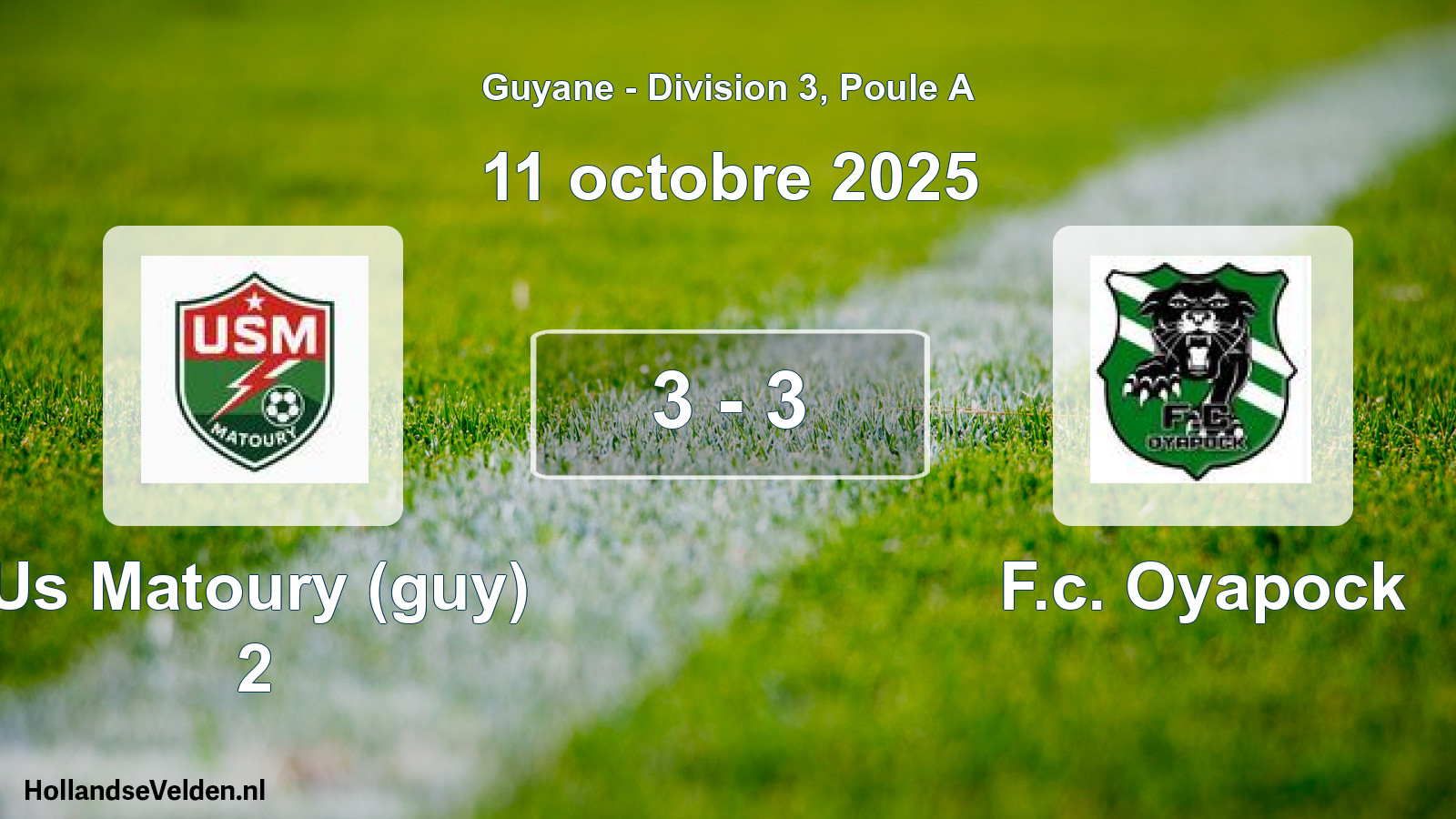 Total number of matches played: Us Matoury (guy) 2 - F.c. Oyapock 3 - 3 (11 October 2025)