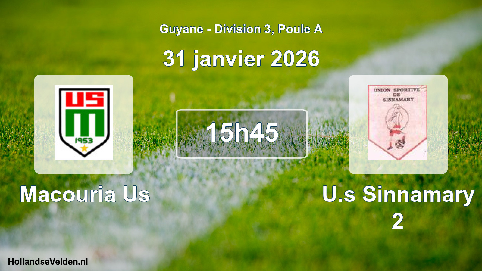 Match programmé: Macouria Us - U.s Sinnamary 2 (31 janvier 2026)