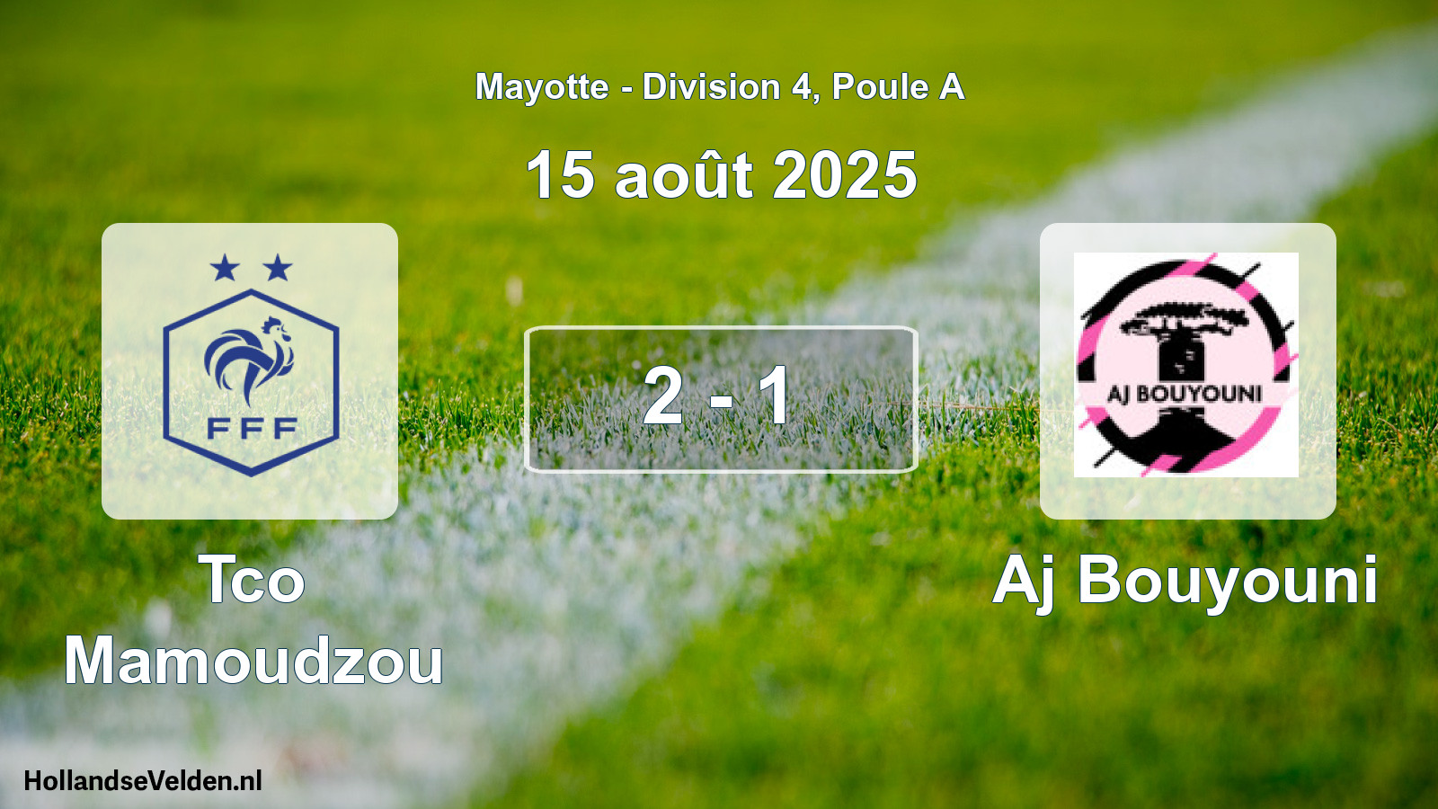 Match joué: Tco Mamoudzou - Aj Bouyouni 2 - 1 (15 août 2025)