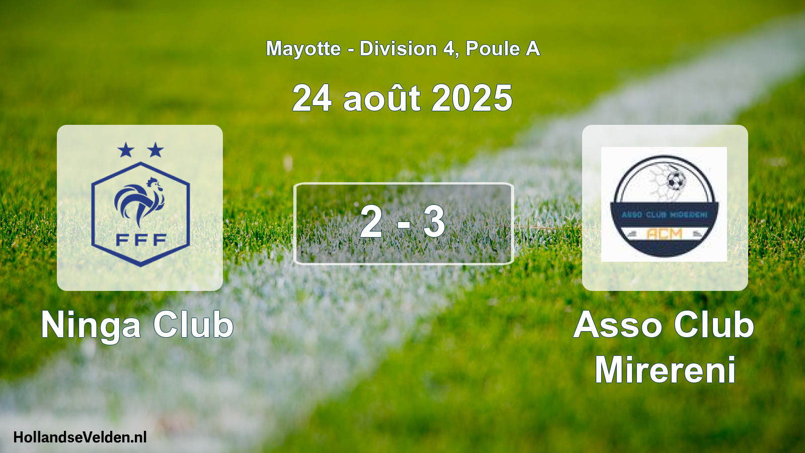 Match joué: Ninga Club - Asso Club Mirereni 2 - 3 (24 août 2025)