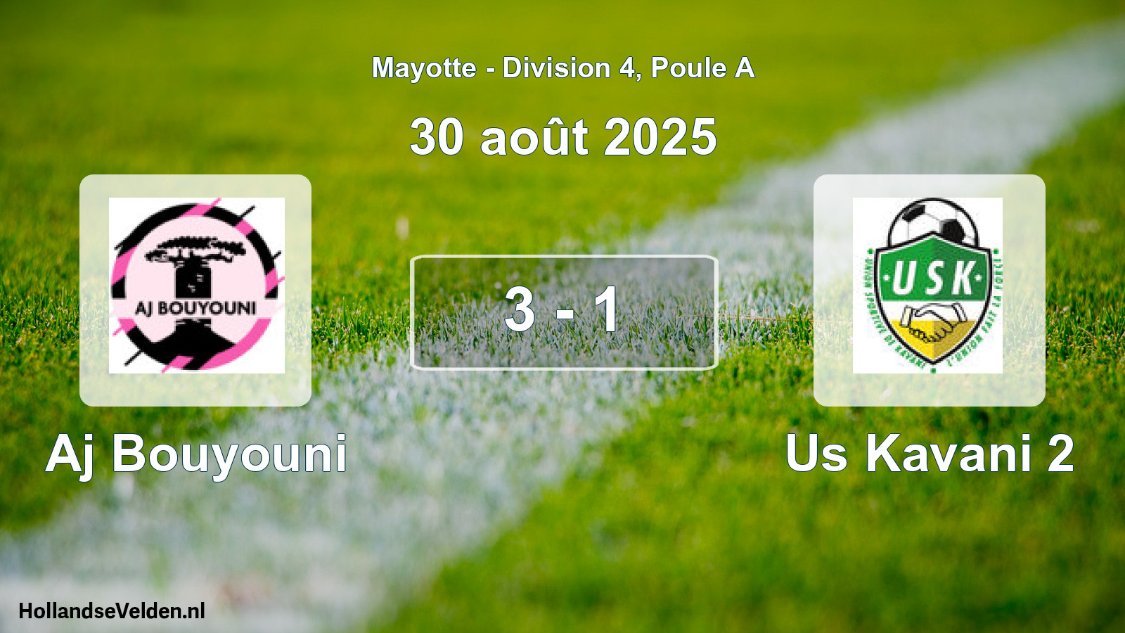 Match joué: Aj Bouyouni - Us Kavani 2 3 - 1 (30 août 2025)