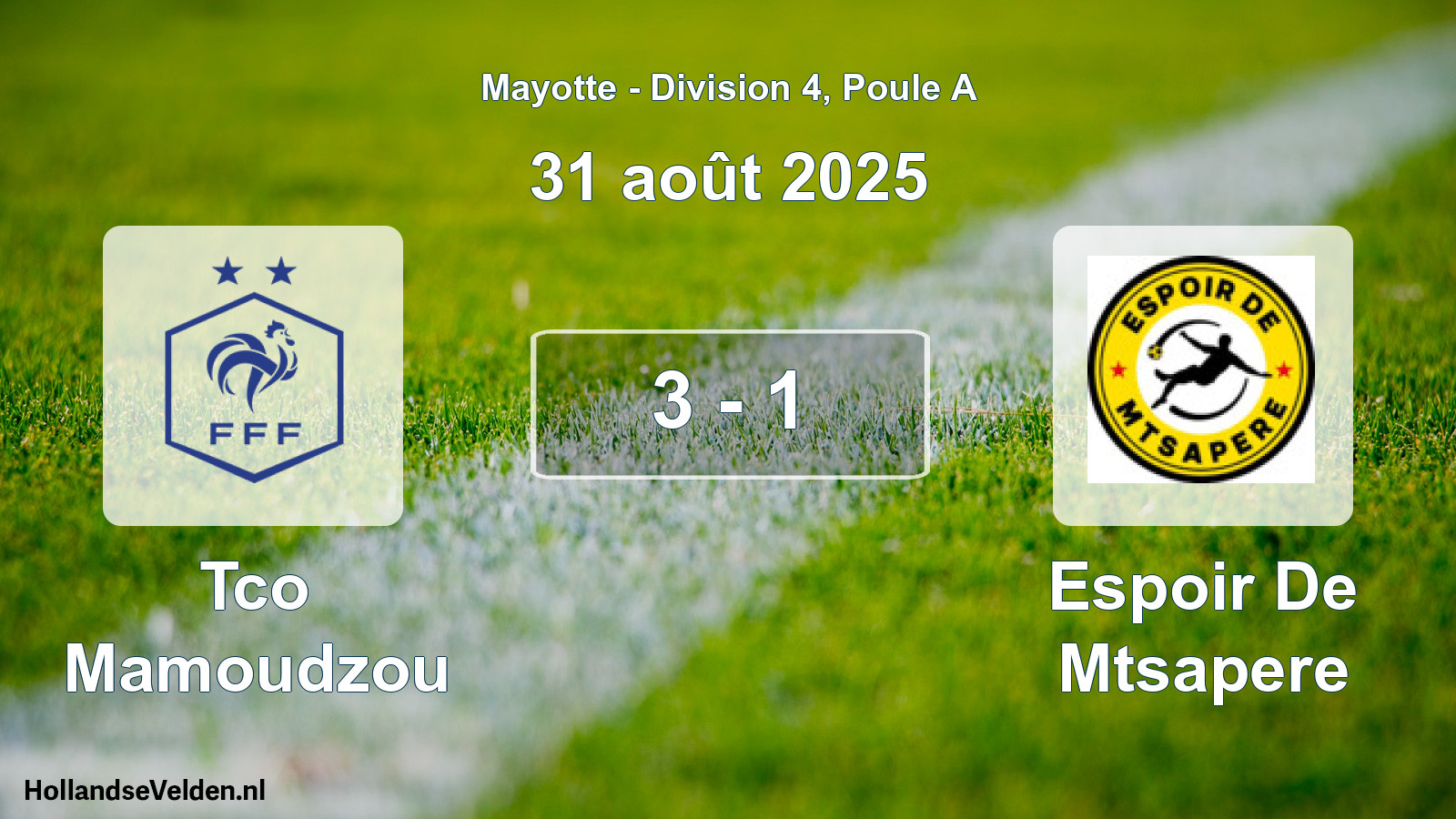 Total number of matches played: Tco Mamoudzou - Espoir De Mtsapere 3 - 1 (31 August 2025)