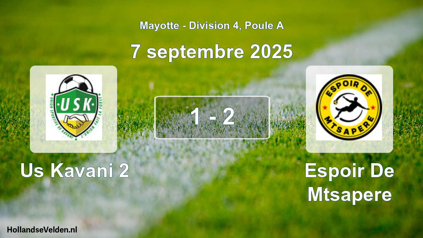 Match joué: Us Kavani 2 - Espoir De Mtsapere 1 - 2 (7 septembre 2025)