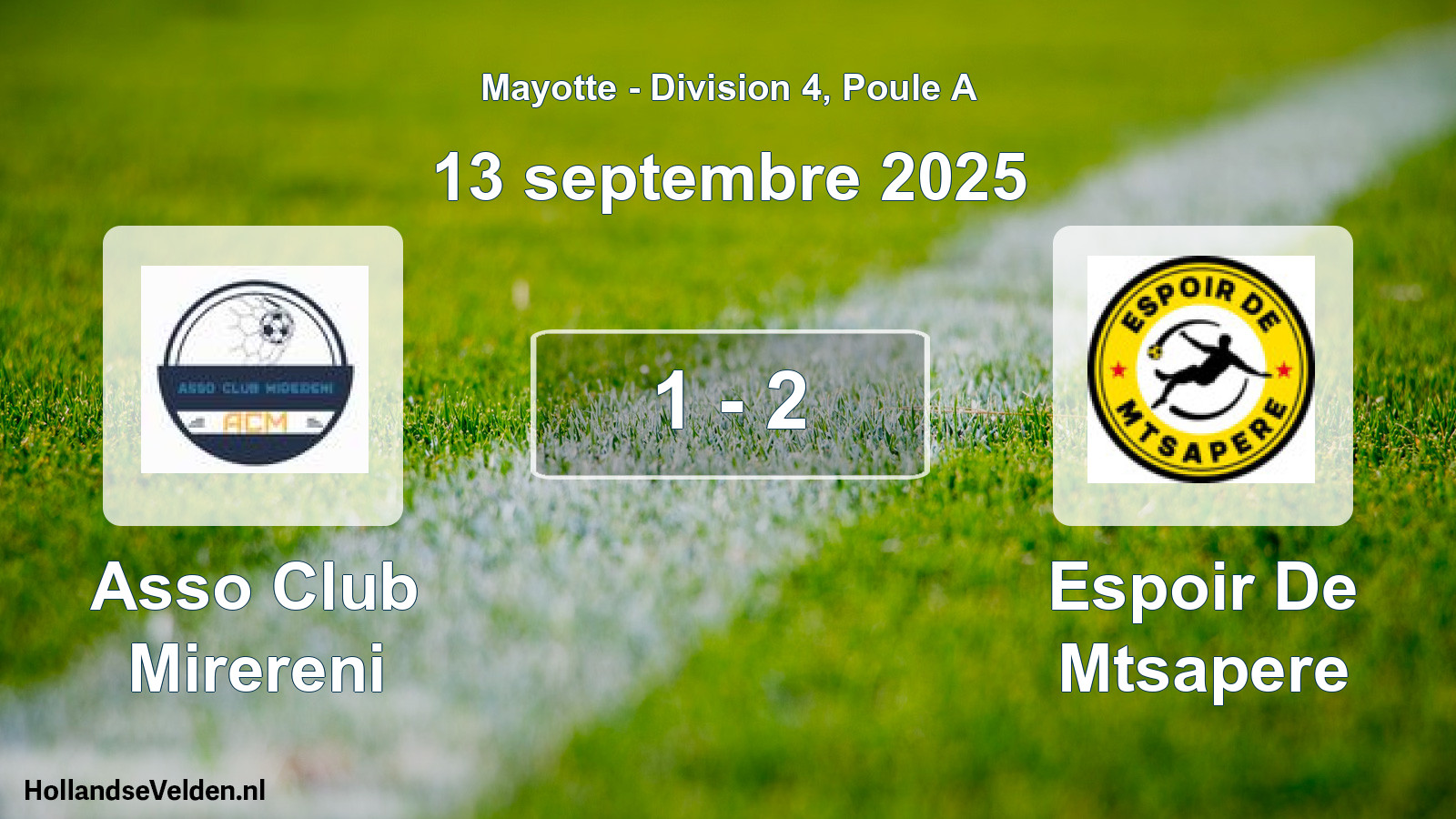 Match joué: Asso Club Mirereni - Espoir De Mtsapere 1 - 2 (13 septembre 2025)