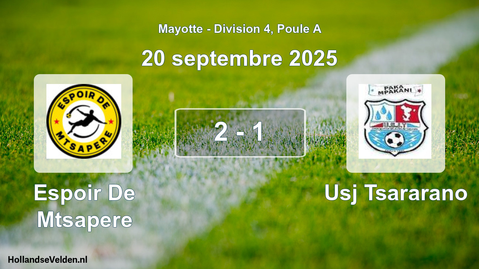 Gespeelde wedstrijd: Espoir De Mtsapere - Usj Tsararano 2 - 1 (20 september 2025)