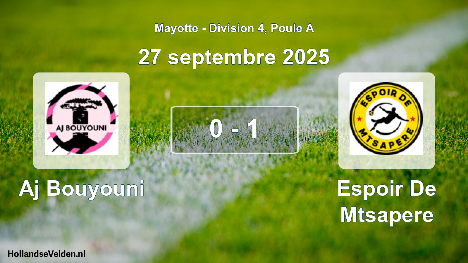 Match joué: Aj Bouyouni - Espoir De Mtsapere 0 - 1 (27 septembre 2025)