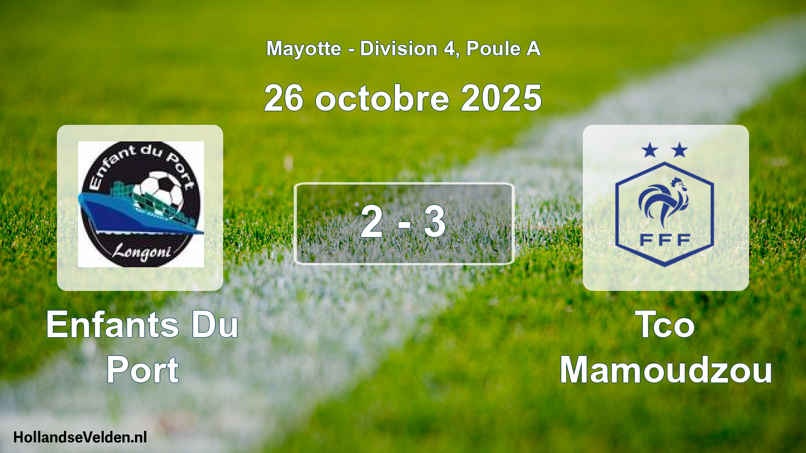 Match joué: Enfants Du Port - Tco Mamoudzou 2 - 3 (26 octobre 2025)