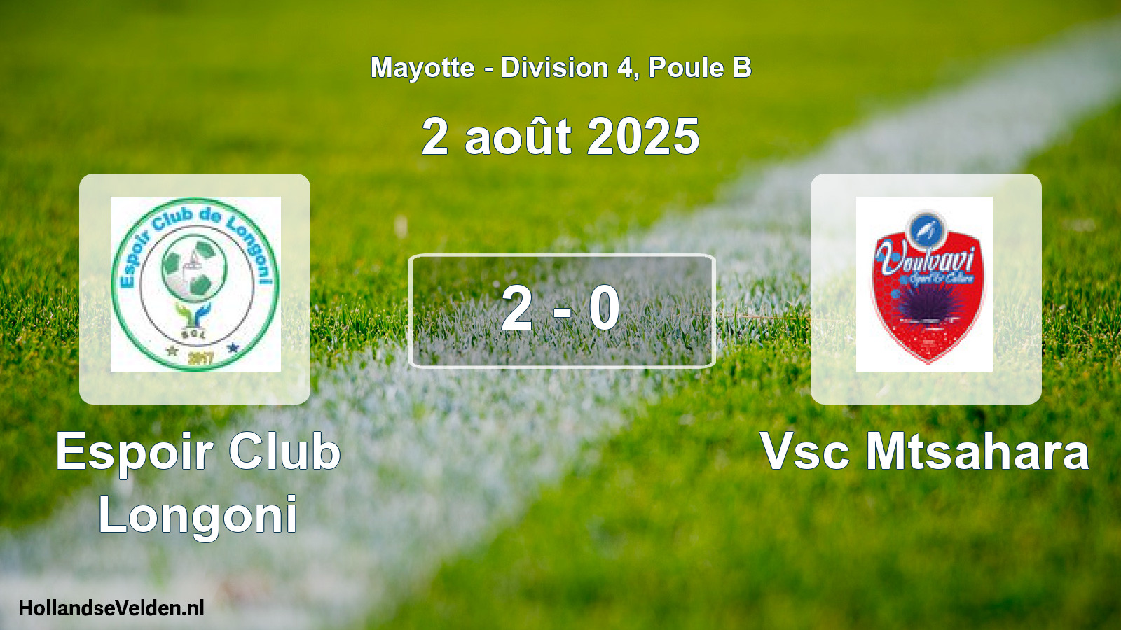 Match joué: Espoir Club Longoni - Vsc Mtsahara 2 - 0 (2 août 2025)