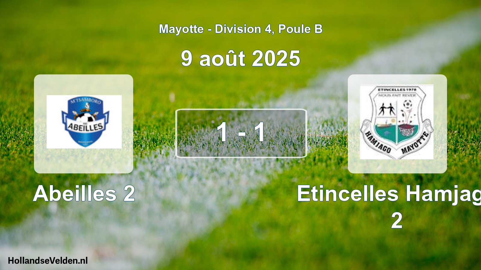 Match joué: Abeilles 2 - Etincelles Hamjago 2 1 - 1 (9 août 2025)
