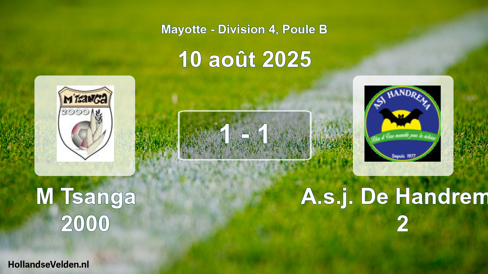 Gespeelde wedstrijd: M Tsanga 2000 - A.s.j. De Handrema 2 1 - 1 (10 augustus 2025)