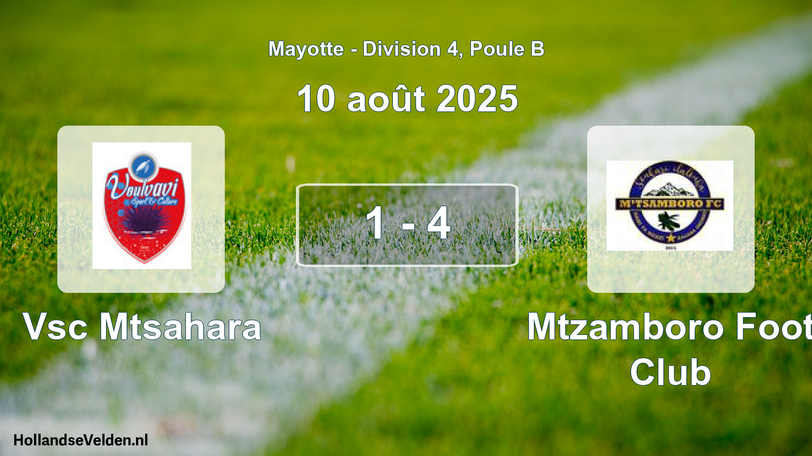 Match joué: Vsc Mtsahara - Mtzamboro Foot Club 1 - 4 (10 août 2025)