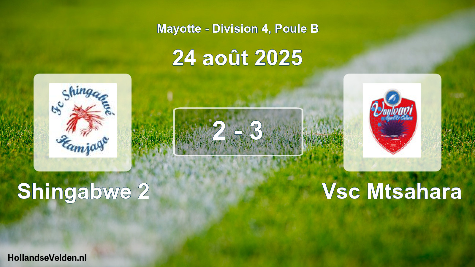 Match joué: Shingabwe 2 - Vsc Mtsahara 2 - 3 (24 août 2025)