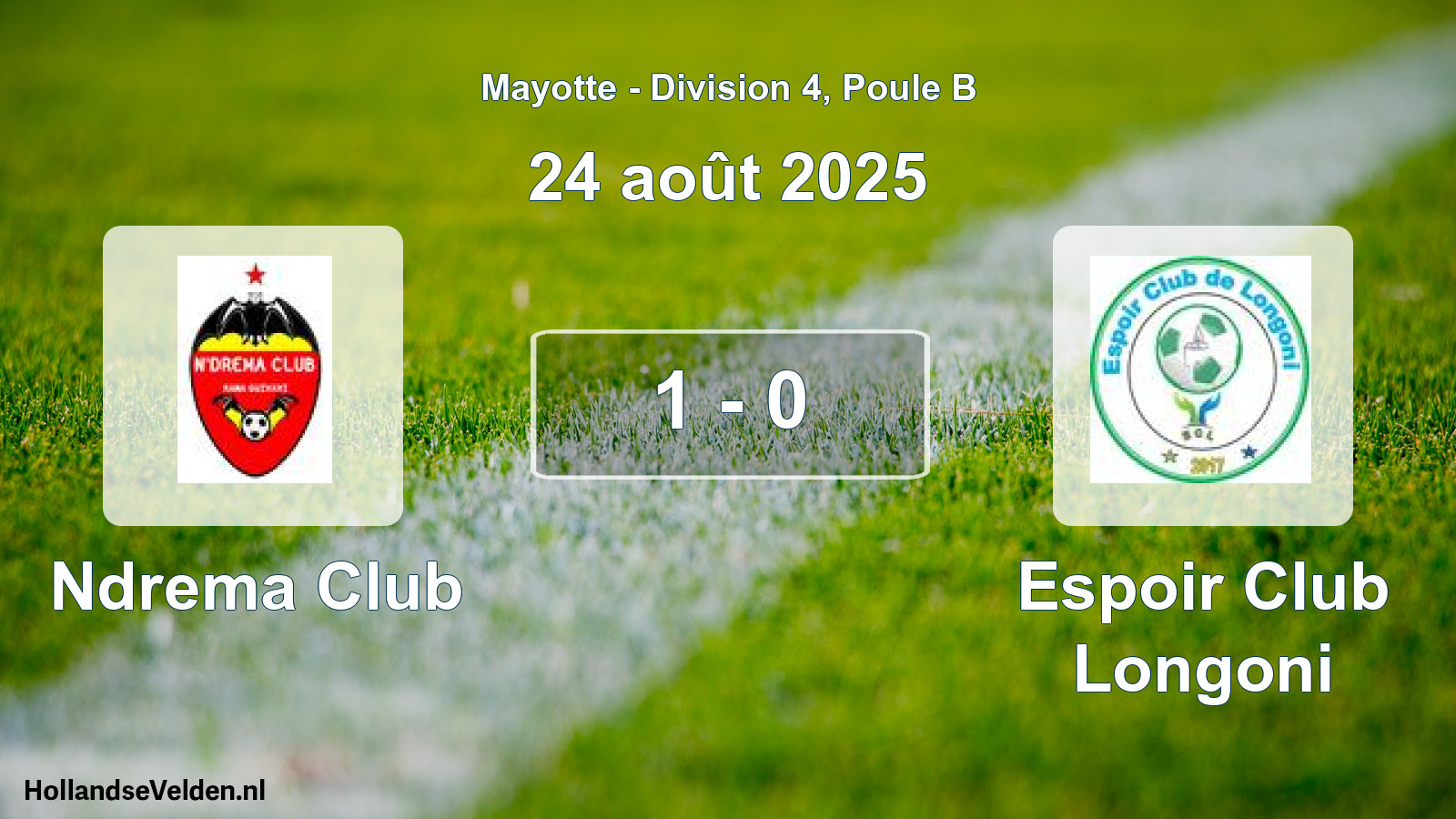 Match joué: Ndrema Club - Espoir Club Longoni 1 - 0 (24 août 2025)