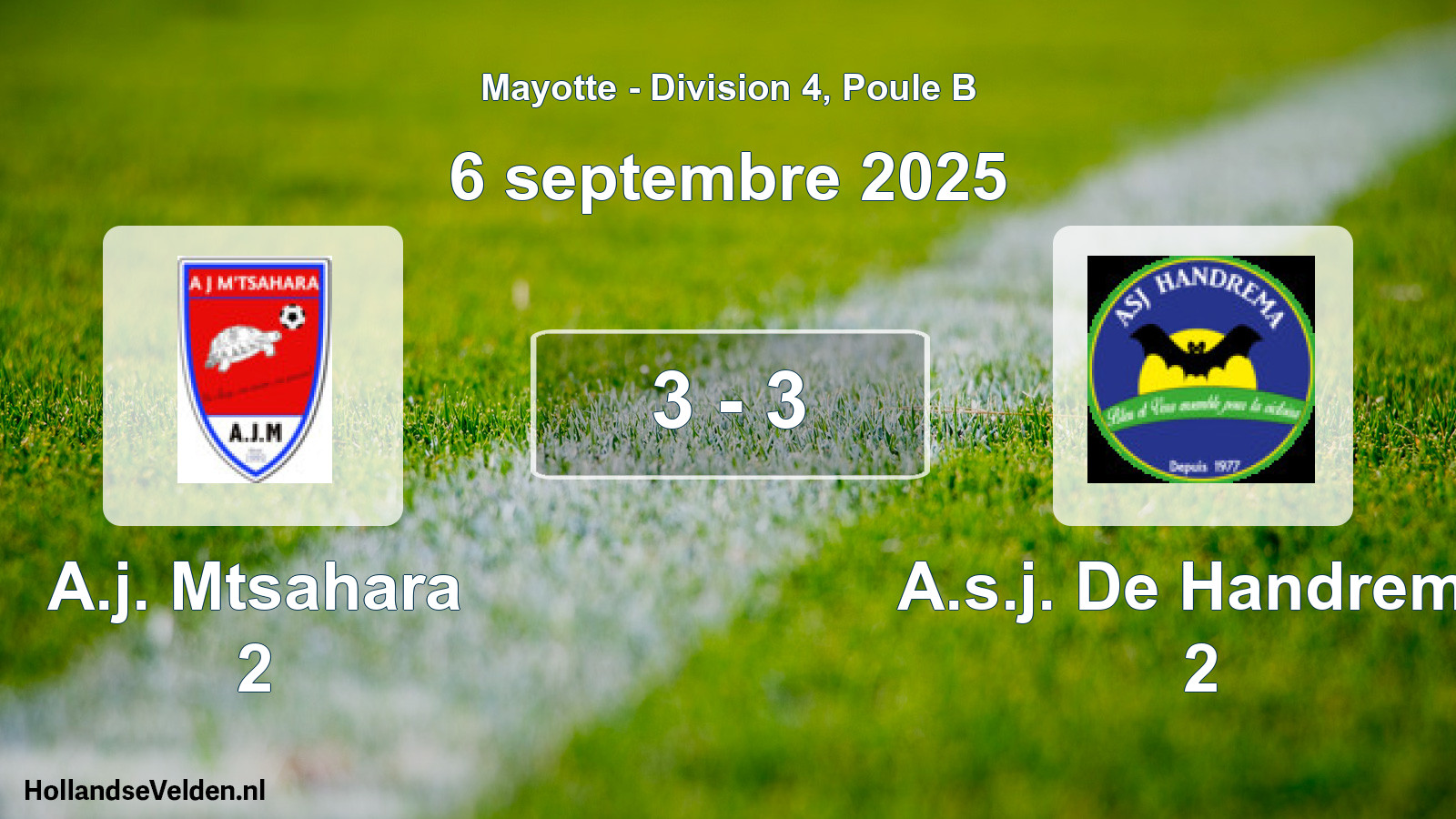 Match joué: A.j. Mtsahara 2 - A.s.j. De Handrema 2 3 - 3 (6 septembre 2025)