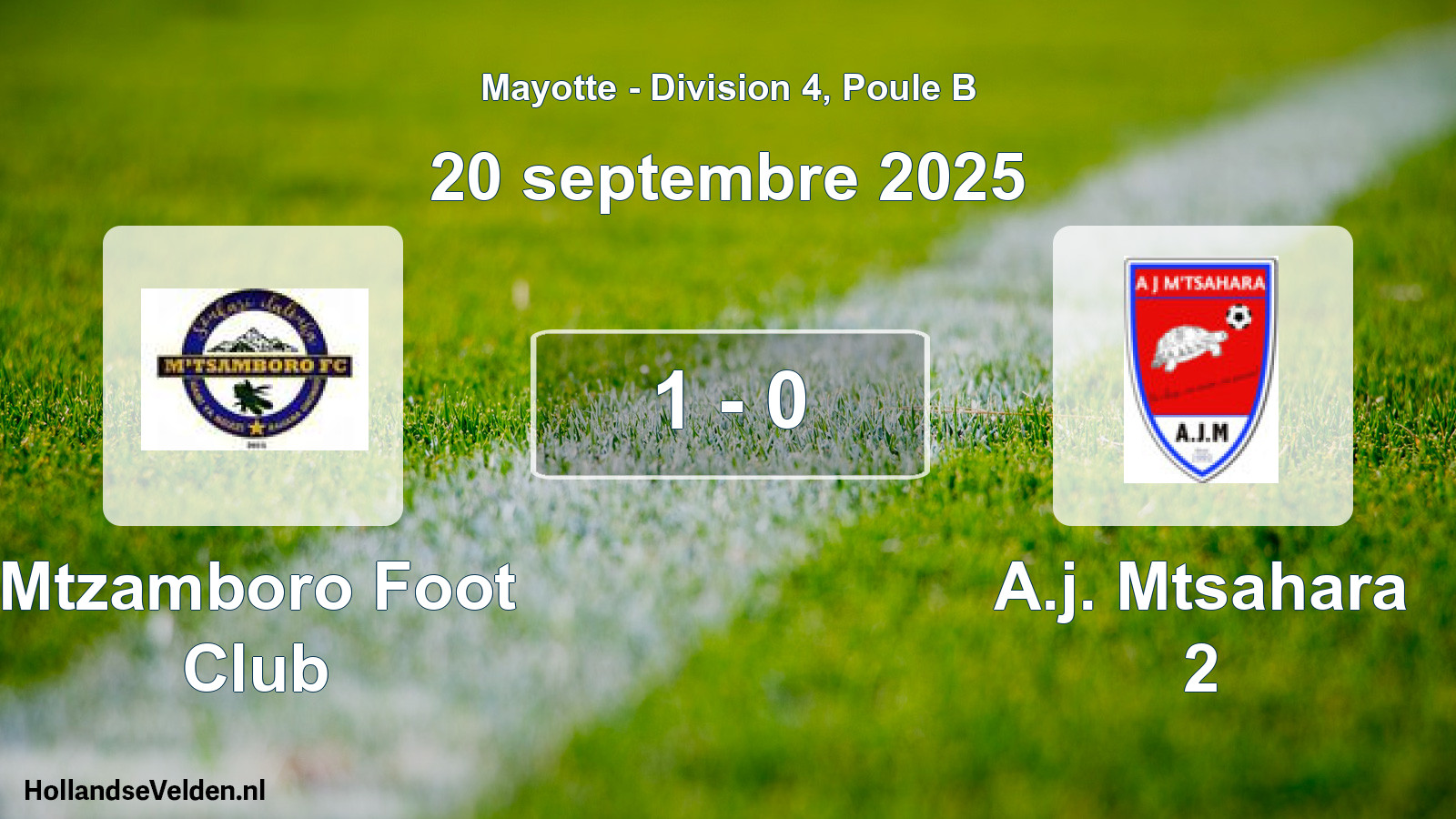 Match joué: Mtzamboro Foot Club - A.j. Mtsahara 2 1 - 0 (20 septembre 2025)