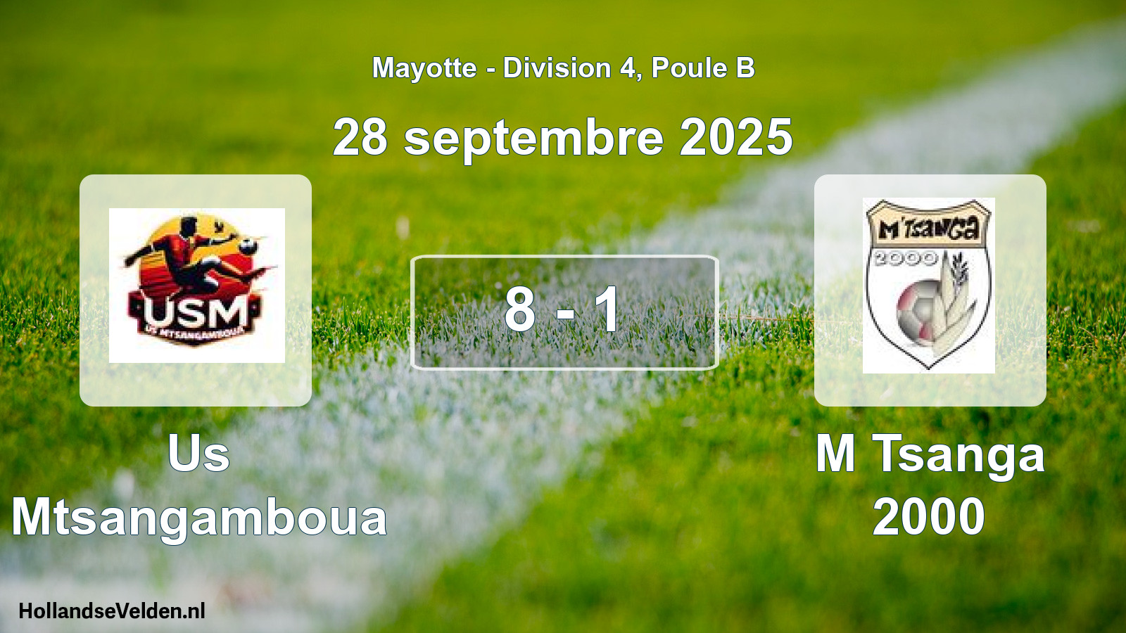 Total number of matches played: Us Mtsangamboua - M Tsanga 2000 8 - 1 (28 September 2025)