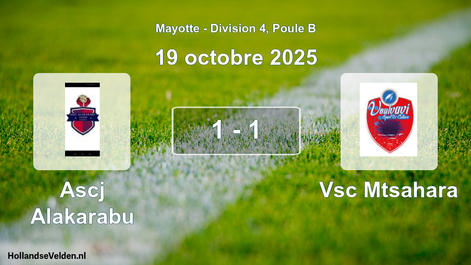 Gespeelde wedstrijd: Ascj Alakarabu - Vsc Mtsahara 1 - 1 (19 oktober 2025)