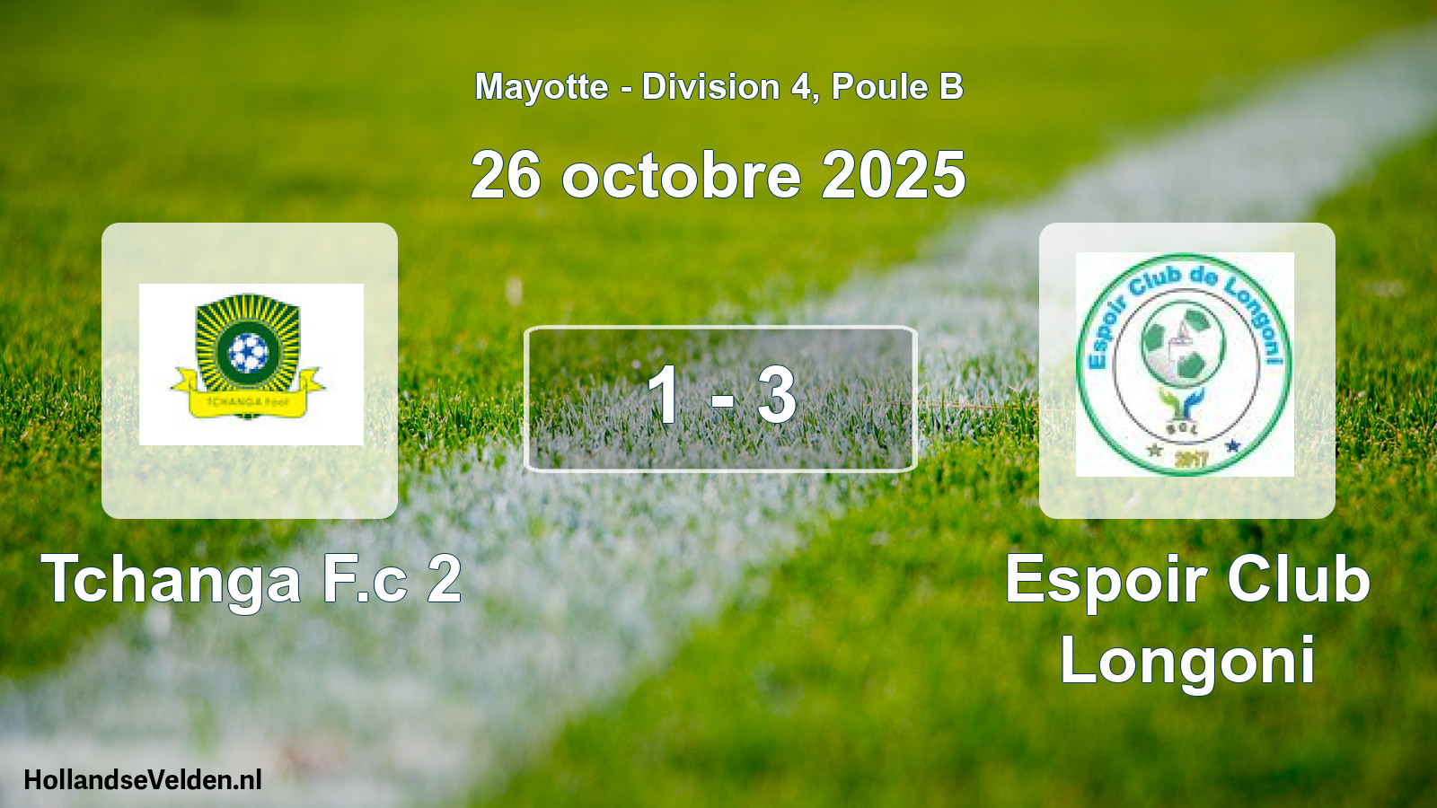 Match joué: Tchanga F.c 2 - Espoir Club Longoni 1 - 3 (26 octobre 2025)