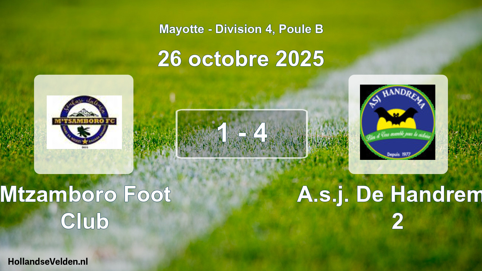 Match joué: Mtzamboro Foot Club - A.s.j. De Handrema 2 1 - 4 (26 octobre 2025)