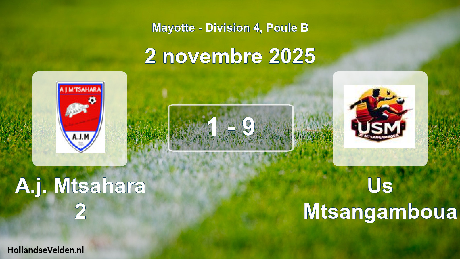Gespeelde wedstrijd: A.j. Mtsahara 2 - Us Mtsangamboua 1 - 9 (2 november 2025)