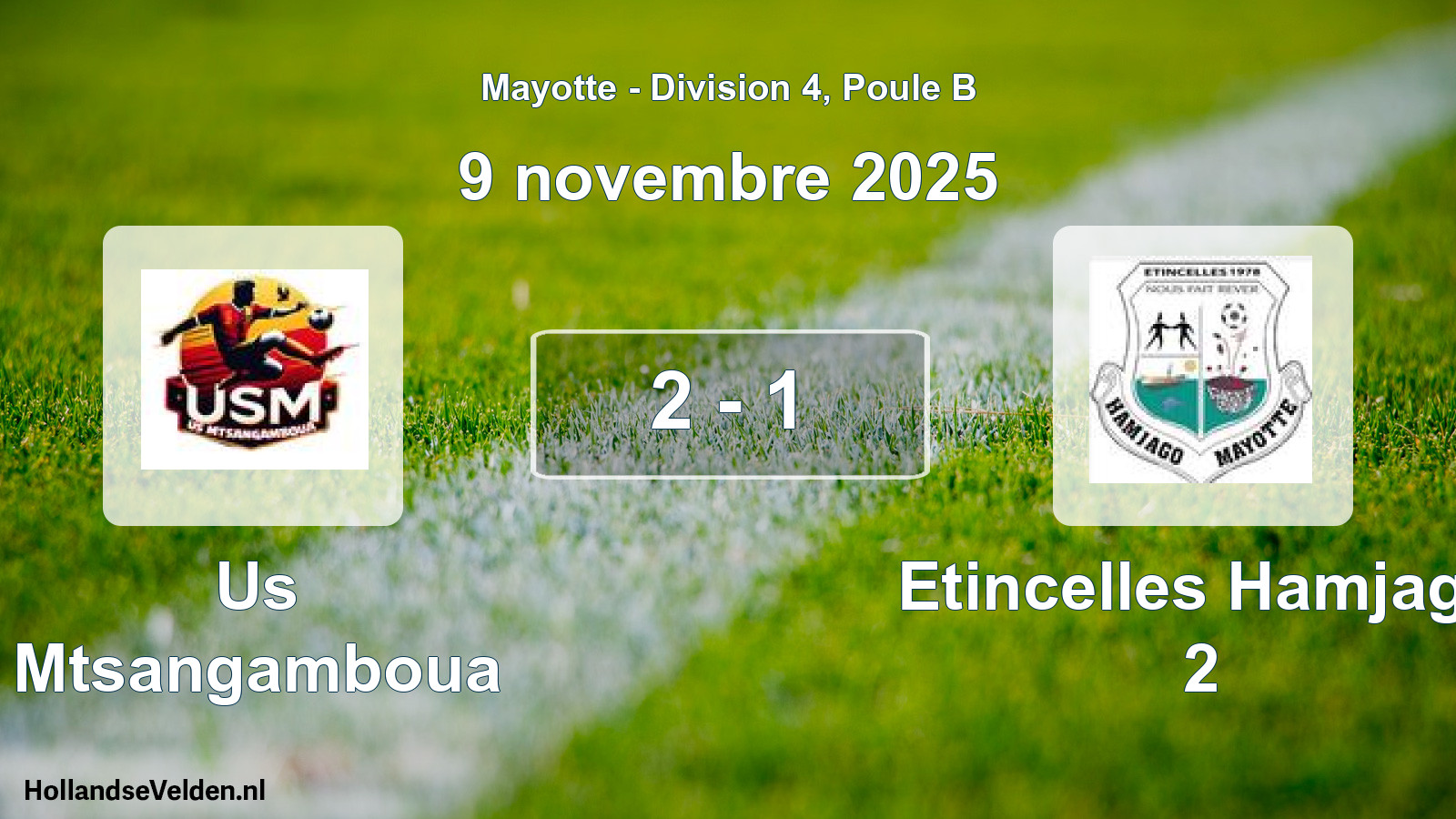 Match joué: Us Mtsangamboua - Etincelles Hamjago 2 2 - 1 (9 novembre 2025)