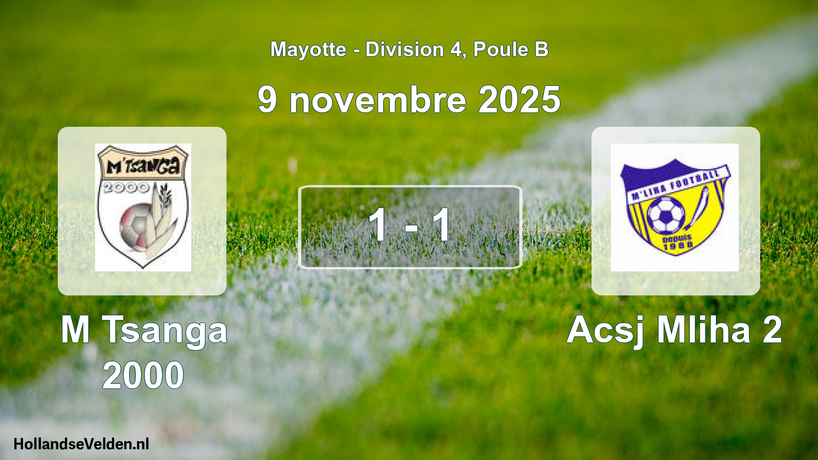 Match joué: M Tsanga 2000 - Acsj Mliha 2 1 - 1 (9 novembre 2025)