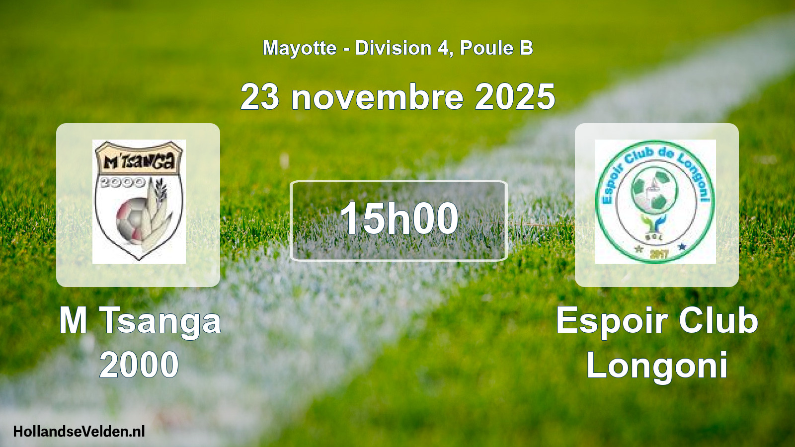 Geplande wedstrijd: M Tsanga 2000 - Espoir Club Longoni (23 november 2025)