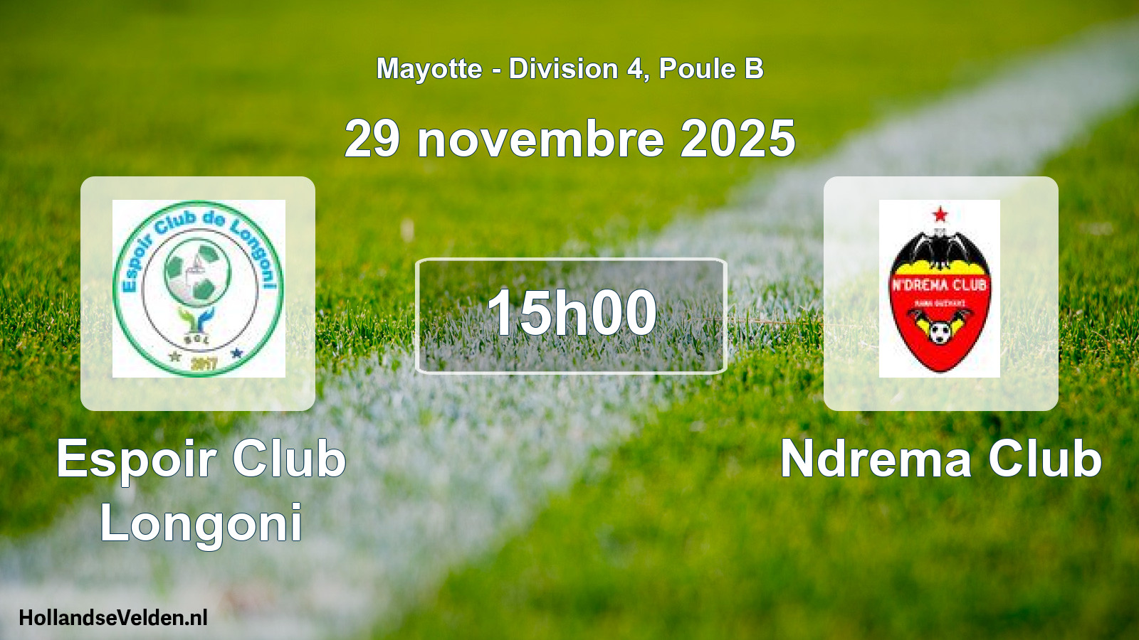 Match programmé: Espoir Club Longoni - Ndrema Club (29 novembre 2025)