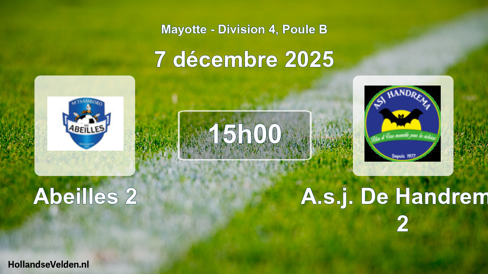 Match programmé: Abeilles 2 - A.s.j. De Handrema 2 (7 décembre 2025)