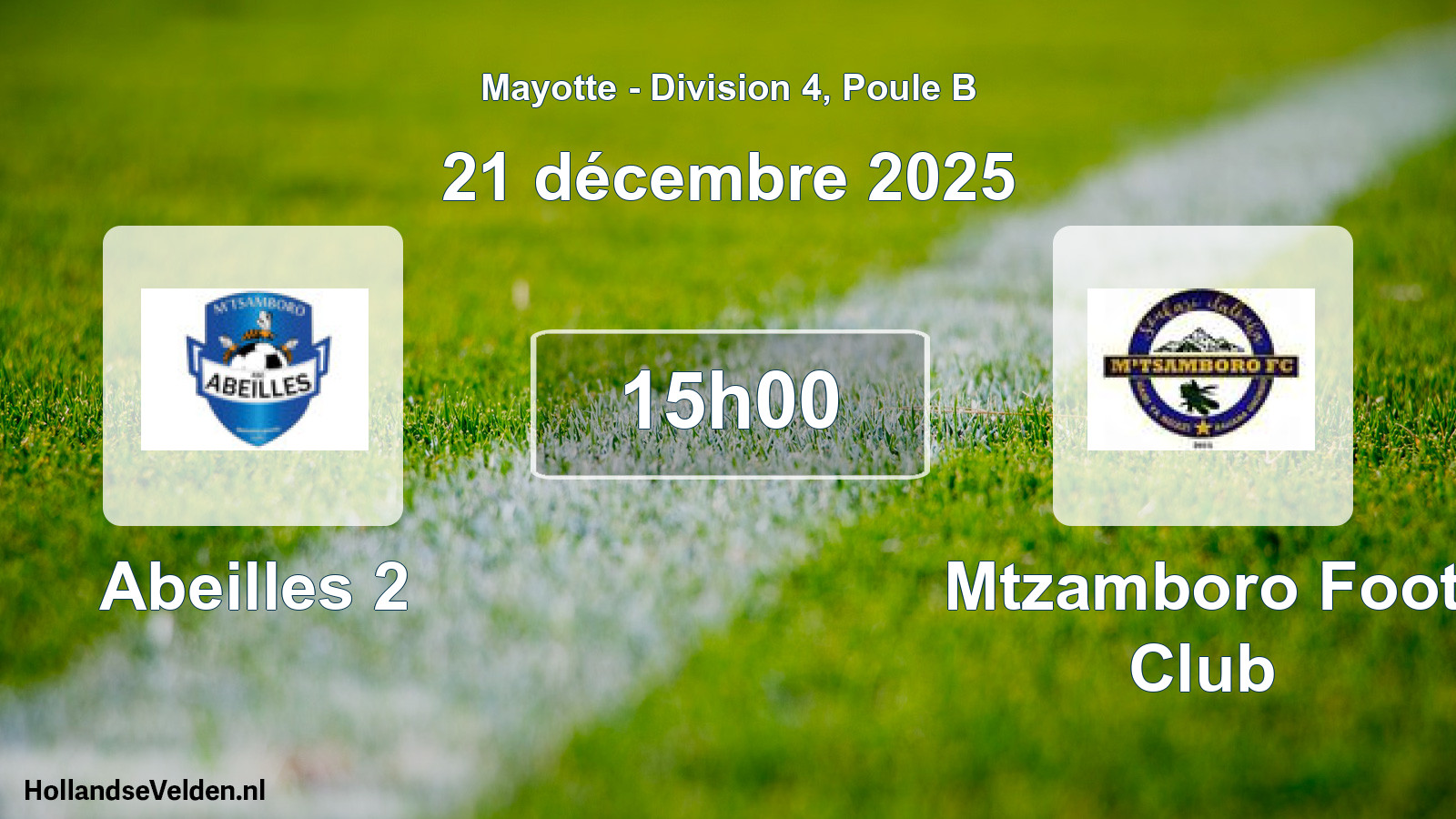 Match programmé: Abeilles 2 - Mtzamboro Foot Club (21 décembre 2025)