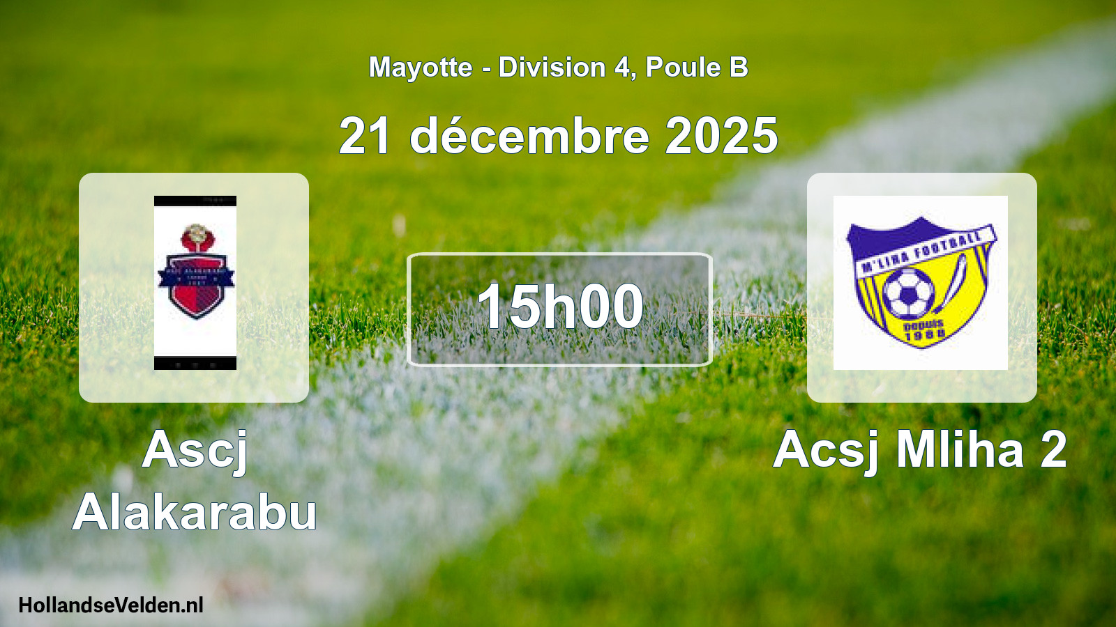 Match programmé: Ascj Alakarabu - Acsj Mliha 2 (21 décembre 2025)