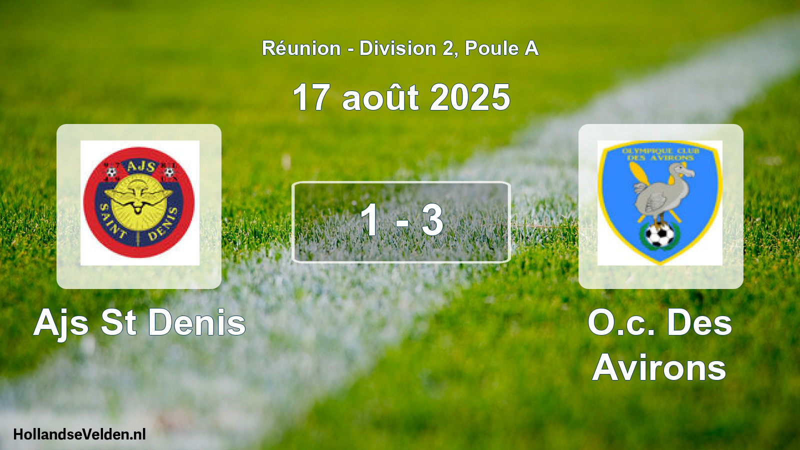 Match joué: Ajs St Denis - O.c. Des Avirons 1 - 3 (17 août 2025)