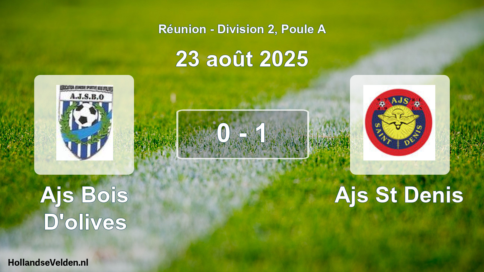Match joué: Ajs Bois D'olives - Ajs St Denis 0 - 1 (23 août 2025)