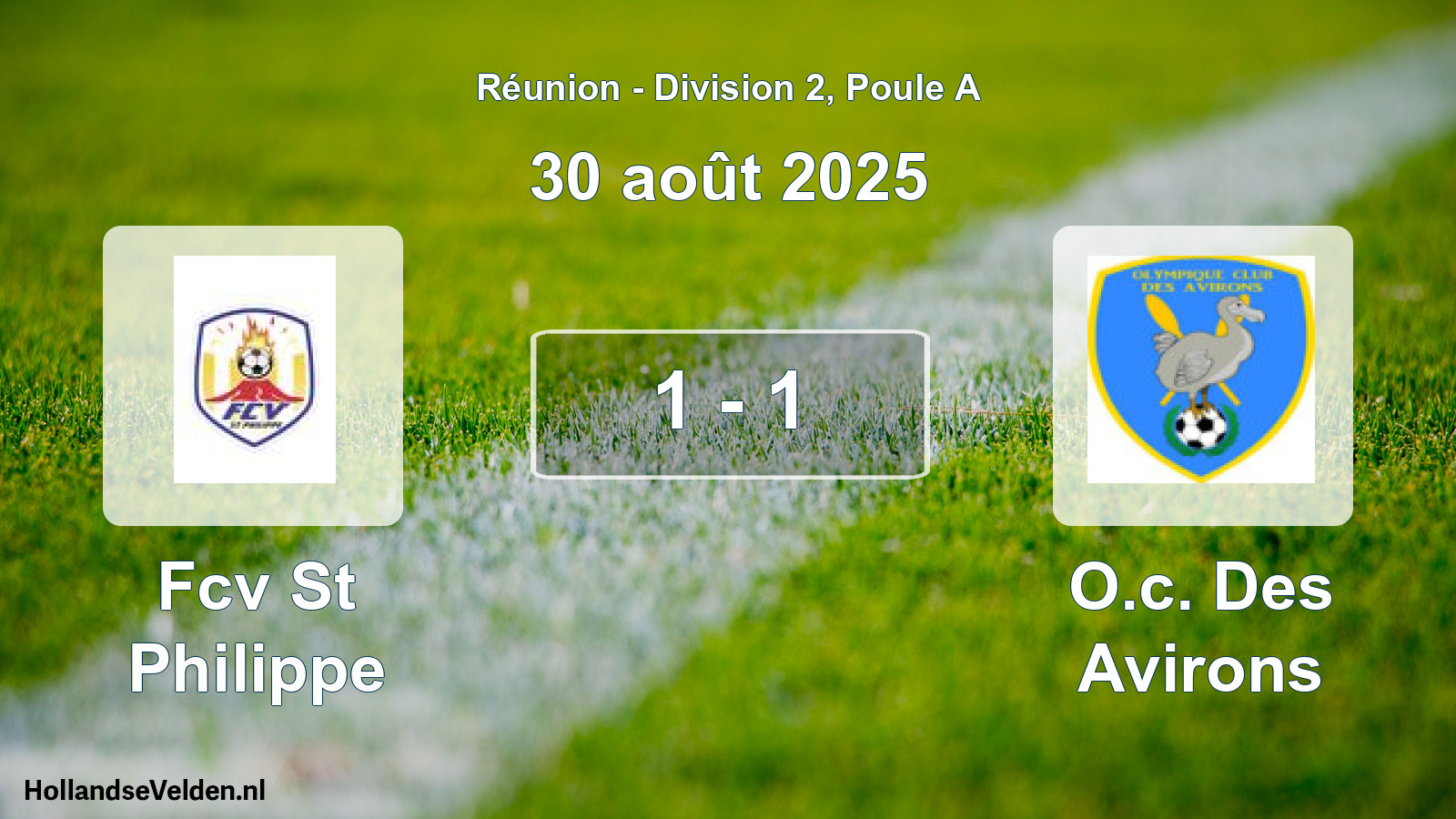 Match joué: Fcv St Philippe - O.c. Des Avirons 1 - 1 (30 août 2025)