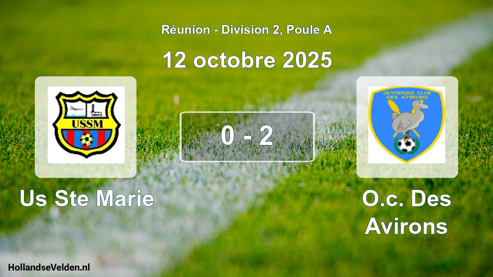 Match joué: Us Ste Marie - O.c. Des Avirons 0 - 2 (12 octobre 2025)