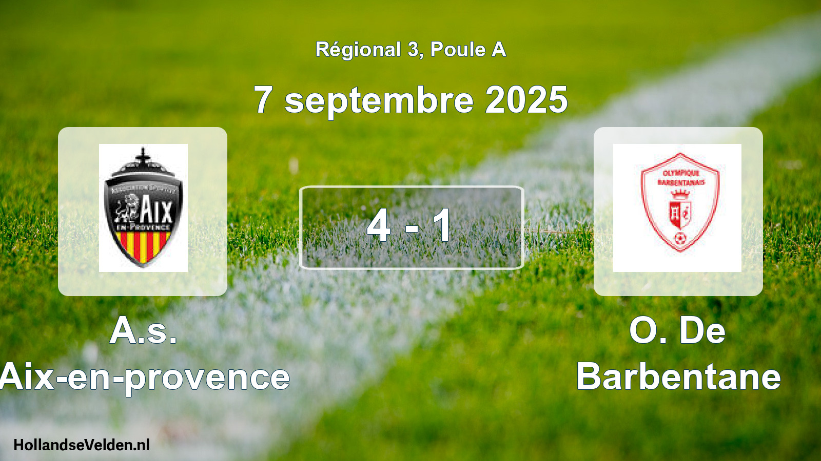 Gespeelde wedstrijd: A.s. Aix-en-provence - O. De Barbentane 4 - 1 (7 septembre 2025)