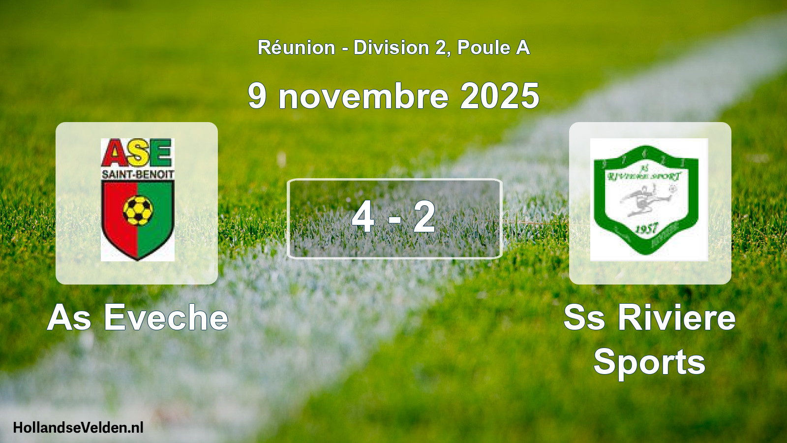 Match joué: As Eveche - Ss Riviere Sports 4 - 2 (9 novembre 2025)